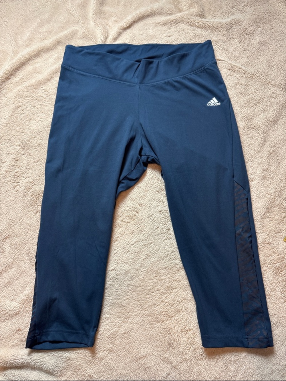 adidas Navy Capri Leggings with Side Accent and Logo